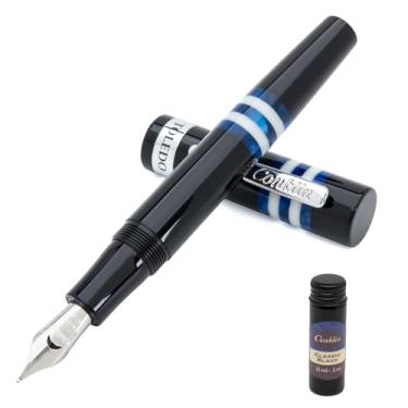 Imagem de Conklin Toledo Caneta-tinteiro de resina azul com frasco de tinta de 15 ml, ponta extrafina, instrumento de escrita de luxo para colecionadores e profissionais