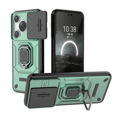 Imagem de SORAKA Capa para Huawei Pura 70 com suporte para anel e tampa deslizante para câmera Capa Huawei Pura 70 com placa de metal para suporte magnético para carro Capa de camada dupla em PC e TPU