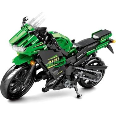Imagem de Pasyru Conjunto de construção de motocicleta tecnológica, 862 peças de superbike para Kawasaki Ninja 400, brinquedo de construção de super motocicleta para crianças e adultos, compatível com as