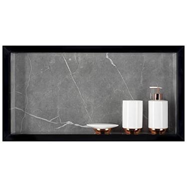 Imagem de Nicho P/Banheiro Em Porcelanato 60x30x11 Cm - (Cinza/Preto)