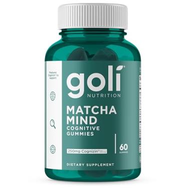 Imagem de Goli Nutrition, Matcha Mind Cognitive, 60 Gomas Veganas, 250 mg de Citicolina, 100 mg de Chá Verde em Pó e 30 mg de Sódio por Dose, Sem Glúten, Sem Soja, Sem OGM, Sabor de Fruta