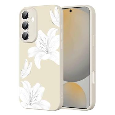 Imagem de RUMDEY Lily Flower para Samsung Galaxy S24 FE, híbrida, durável, à prova de choque, requintada, floral, capa protetora fina para mulheres e meninas - lírio branco