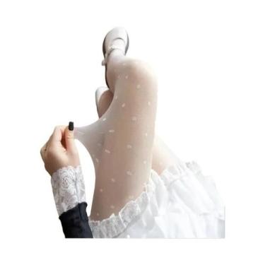 Imagem de Meias-calças De Seda Vintage Com Estampa De Bolinhas Para Mulheres, Fi