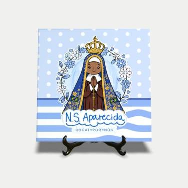 Imagem de Quadro em azulejo Fé Nossa Senhora Aparecida rogai por nós 25EI