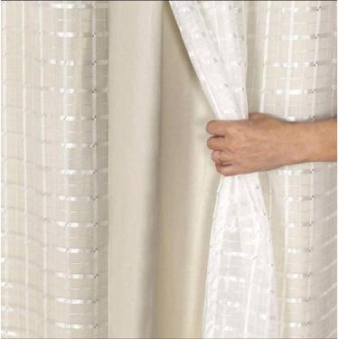 Imagem de CORTINA BLACKOUT PVC 3,00X2,80 COM TECIDO VOIL xadrez - dekcasa, bege