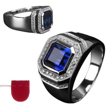 Imagem de Anel Prata 925 Cor Topázio E Zircônias Ajustável + Saco