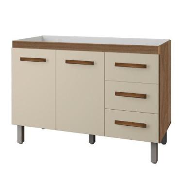 Imagem de Balcao Para Pia 3G 2P 120 cm Bianca Mobbs - Moblis Móveis, Savana Off 