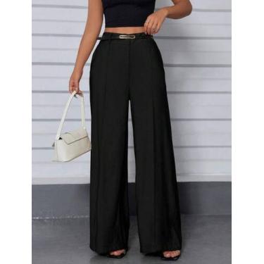 Imagem de Calça Alfaiataria Social Wide Leg Cintura Alta - Bellamari, Preto, GG