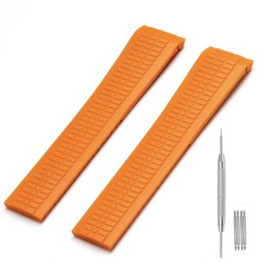 Imagem de CYKLDS Pulseira de relógio de borracha de substituição para Patek Aquanaut Philippe - Pulseira de silicone de 21 mm compatível com PP 5164A 5167A, Laranja