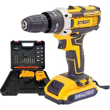 Imagem de Furadeira Parafusadeira de Impacto Profissional 21V Bivolt - Sem Fio com 2 Baterias de Lítio, Maleta, LED Kit Completo