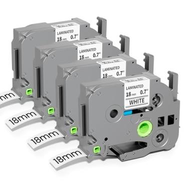 Imagem de TZe-241 Fita de etiqueta de 18 mm de substituição para fita adesiva Brother 18 mm 0,7 fita branca laminada compatível com P-Touch TZ TZe 3/10.2 cm preto sobre branco TZE241 para PTD410 PT-D400