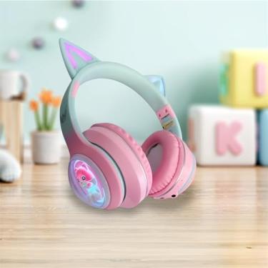 Imagem de Fone De Ouvido Gatinho Bluetooth Led Orelha Gato Iuz Tiktok (Rosa)