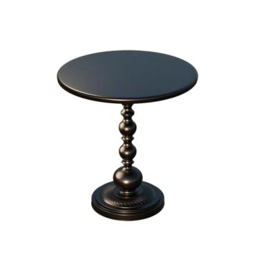 Imagem de Mesa lateral minimalista retro sofá mesa lateral ferro - feito redondo pequeno café para varanda, sala de estar cabeceira (preto, pequeno)