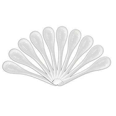 Imagem de Colheres de aperitivos de porcelana branca da AWHOME de 12,7 cm de comprimento, conjunto de 10 unidades para café, chá, iogurte e sorvete, copos de café com bom caimento, Casual, Branco, 5in, 10