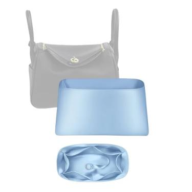 Imagem de Organizador de seda luxuoso para Lindy 19/26/30/34 – inserção leve para bolsa com bolsos, forro de cetim macio, mantém a forma da bolsa, organizador de bolsa premium e modelador de bolsa (azul celeste
