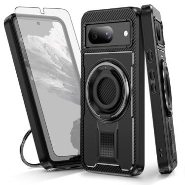 Imagem de Asuwish Capa de celular para Google Pixel 8 5G com protetor de tela de vidro temperado e suporte de anel à prova de choque com suporte de proteção para celular celular de camada dupla Pixel8 oito