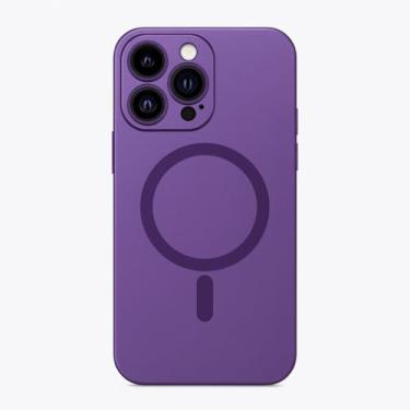 Imagem de Capa Case Capinha Fosca Magnética Anti-impacto Slim Bordas Elevadas Com Proteção de Lentes Para iPhone (Roxo, iPhone 16 Pro Max)