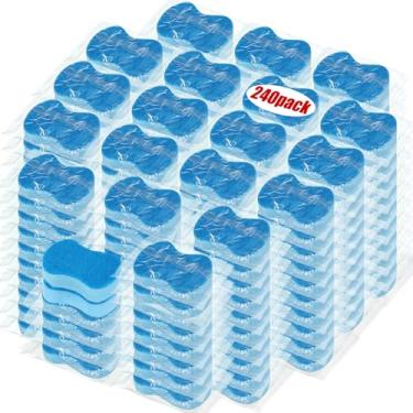 Imagem de Tanlade 240 esponjas embaladas individualmente para cozinha, massa, esponjas de limpeza para pratos, limpeza doméstica, viagem, apartamentos, hotel, carro (azul)