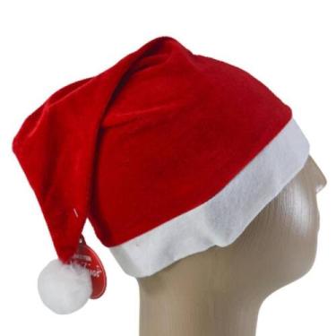 Imagem de Gorro Papai Noel Veludo Vermelho e Branco Natal - Genérico