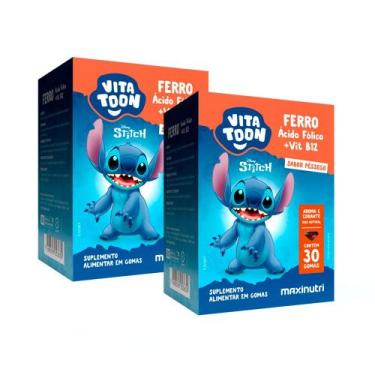 Imagem de Kit 2 Vitatoon Stitch Ferro (AC. Fólico + Vit. B12) Sabor Pessêgo - Ma
