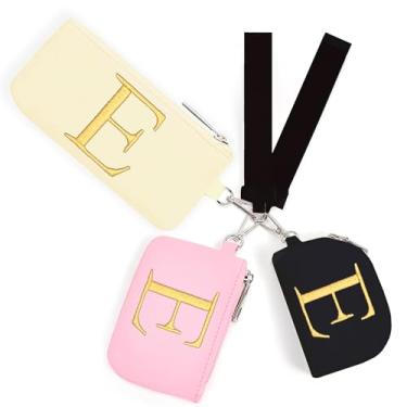 Imagem de Mini porta-chaves com zíper para mulheres e meninas: três bolsas de moedas com 2 alças - melhores presentes para aniversários, Natal, festas de casamento, dia dos namorados, ano novo (E, preto, rosa e