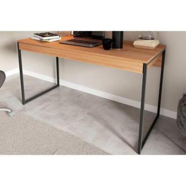 Imagem de Mesa Secretária Escritório ME4156 c/ 1 Gaveta Amêndoa/Preto - Tecno Mo