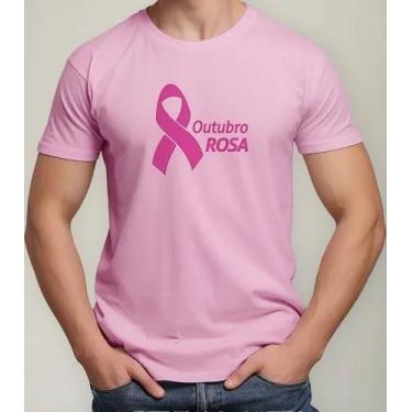 Imagem de  Camiseta Camisa Algodão Feminina Masculina  Campanha Outubro Rosa Pre