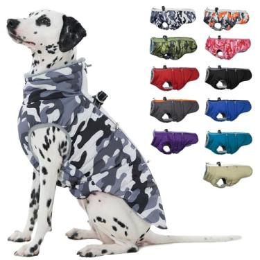 Imagem de Casaco para cães grandes, casaco de inverno para cães - X casaco grande quente para cães com arnês colete refletivo para cães resistentes à água Capa de neve para cães grandes Beagle, Corgi,