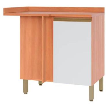 Imagem de Balcão de Canto Reto com Tampo 1 Porta 95 cm Macadâmia Telasul, FREIJO