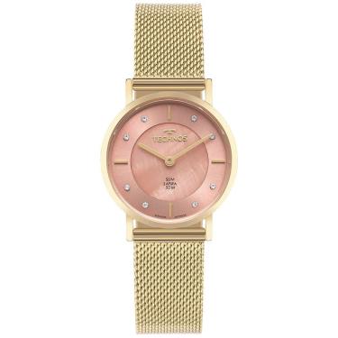Imagem de Relógio Technos Feminino Ref: 2025ltx/1t Slim Safira Mesh Dourado
