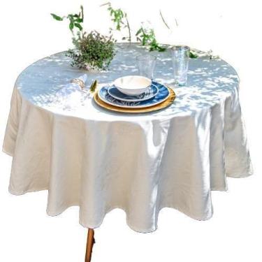 Imagem de Toalha De Mesa Bege Redonda 4 Ou 6 Lugares Rafimex