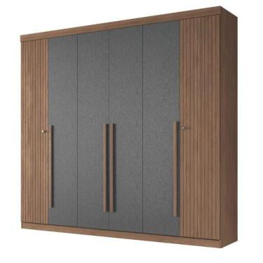 Imagem de Guarda Roupas Casal Detalhes Frisados Com 6 Portas 4 Gavetas Buriti An