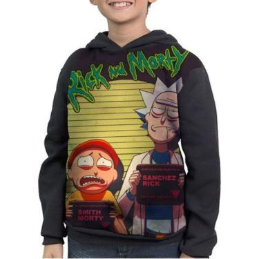 Imagem de Casaco Moletom Infantil Rick And Morty Preso Presidio - smoke, Preto, 