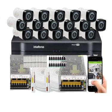 Imagem de Kit Cftv 16 Cameras Segurança Hd Dvr Intelbras 1116 S/ HD