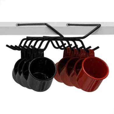 Imagem de Suporte Suspenso para 12 Xícaras Preto - Organizador Prático e Moderno