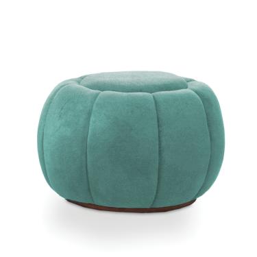 Imagem de Puff Redondo Orgânico para Sala Cloud Bouclê Azul Turquesa E03 - D'Rossi