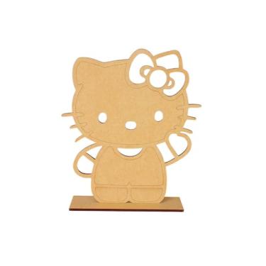 Imagem de Kit 10 Centro De Mesa Festa E Decoração Hello Kitty em Mdf Crú - Dr De