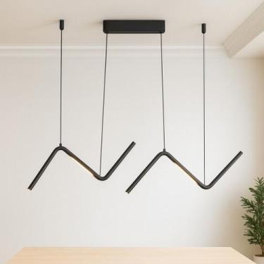 Imagem de Pendente Moderno Duplo Preto Geométrico LED Suspenso para Sala de Jant
