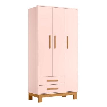 Imagem de Guarda Roupa Infantil Q Encanto 3 Portas 2 Gavetas Qmovi Rosa