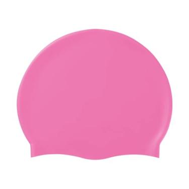 Imagem de Touca de natação de silicone, chapéu de natação para homens e mulheres, touca de natação antiderrapante e cuidados com o cabelo (rosa)