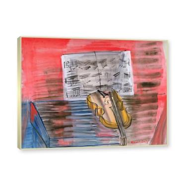 Imagem de Moldura de champanhe. Impressões Raoul Dufy, (O violino amarelo 4), pôster de viagem vintage, arte impressionista, imagem de arte de parede em tela para decoração de casa. 30 x 40 cm-11,8 x 15,7 pol