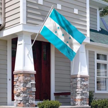 Imagem de Bandeira de Honduras de 9,5 cm x 1,5 m - Cor vívida e à prova de desbotamento - Cabeçalho de lona e costura dupla - Bandeiras nacionais hondurenhas, poliéster com ilhós de latão 9,5 x 1,5 m