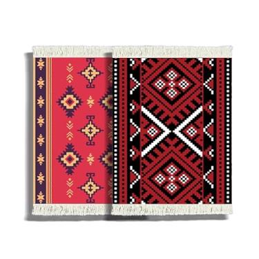 Imagem de 2 peças de tapete de mesa porta-copos de mesa suportes de bebida design oriental tapete de tecido tapete de bebida design oriental tapetes elegantes tapetes de cozinha e bar tapetes para escritório em