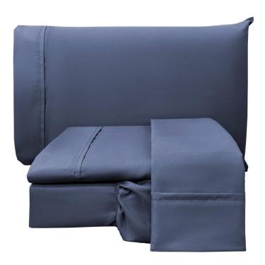 Imagem de Jogo De Lençol King Confort Micropercal 300 Fios Toque De Algodão 4 Peças - Jeans