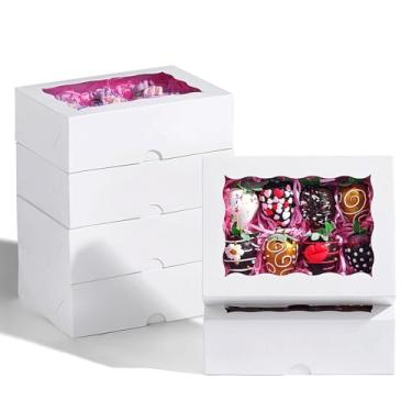 Imagem de SLShePack 8 x 15 x 6 cm, 8 peças, caixas de panificação com janela para pastelaria, petiscos, macaron, biscoitos, morangos cobertos de chocolate, caixas brancas de padaria, caixas de morango, muffins
