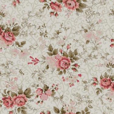 Imagem de Tecido Tricoline Floral Fernanda Rosa - 50 x 150 cm - Tecidos Caldeira