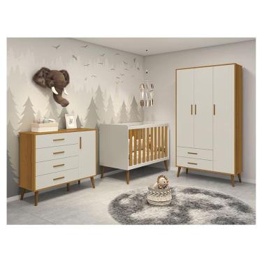 Imagem de Quarto De Bebê Isis 3 Portas Areia Acetinado Savana - Reller