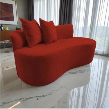 Imagem de Namoradeira Sofá Feijão Hana Orgânica Couro Vermelho - Mansão Decor
