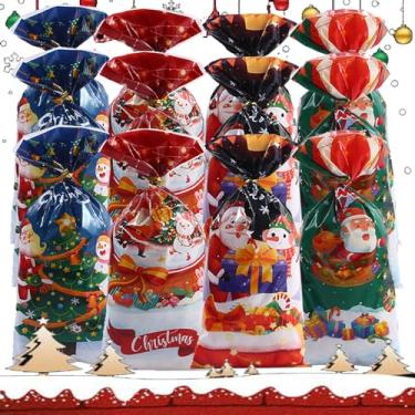 Imagem de 50 peças de embalagem de presente de Natal com sacos plásticos de biscoito doce de fita, decorações de festa de Natal, 27,5 x 12,5 cm (estilo 2)
