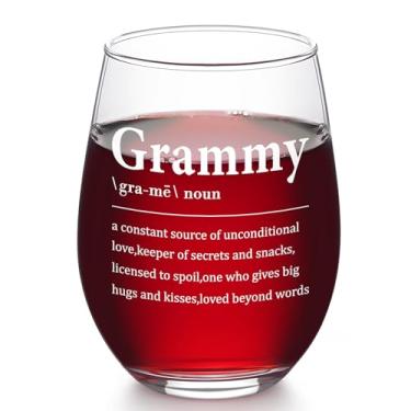 Imagem de Futtumy Ideias de presente Grammy, taça de vinho sem haste com definição de Grammy para avó avó Nana Gigi, presentes de aniversário, Natal, Dia das Mães, presentes para avó da neta, netos, 500 ml